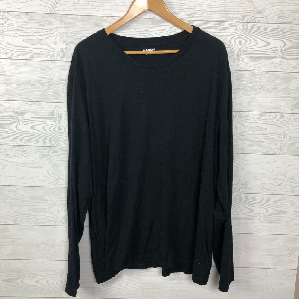 Old Navy Men's XXXL Soft Washed Long Sleeve T Shirt Solid Black Cotton Blend